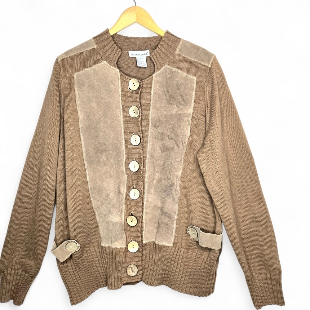 Jessica London  Sweater Jacket/cardigan. Tan, Suede, Size 18/20 - Picture 2 of 15